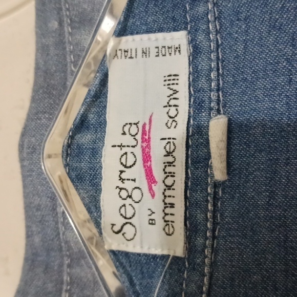 Vintage Segrita by Emmanuel Schvili Tom and Jerry Embroidered Denim Top, Size L - Picture 8 of 9